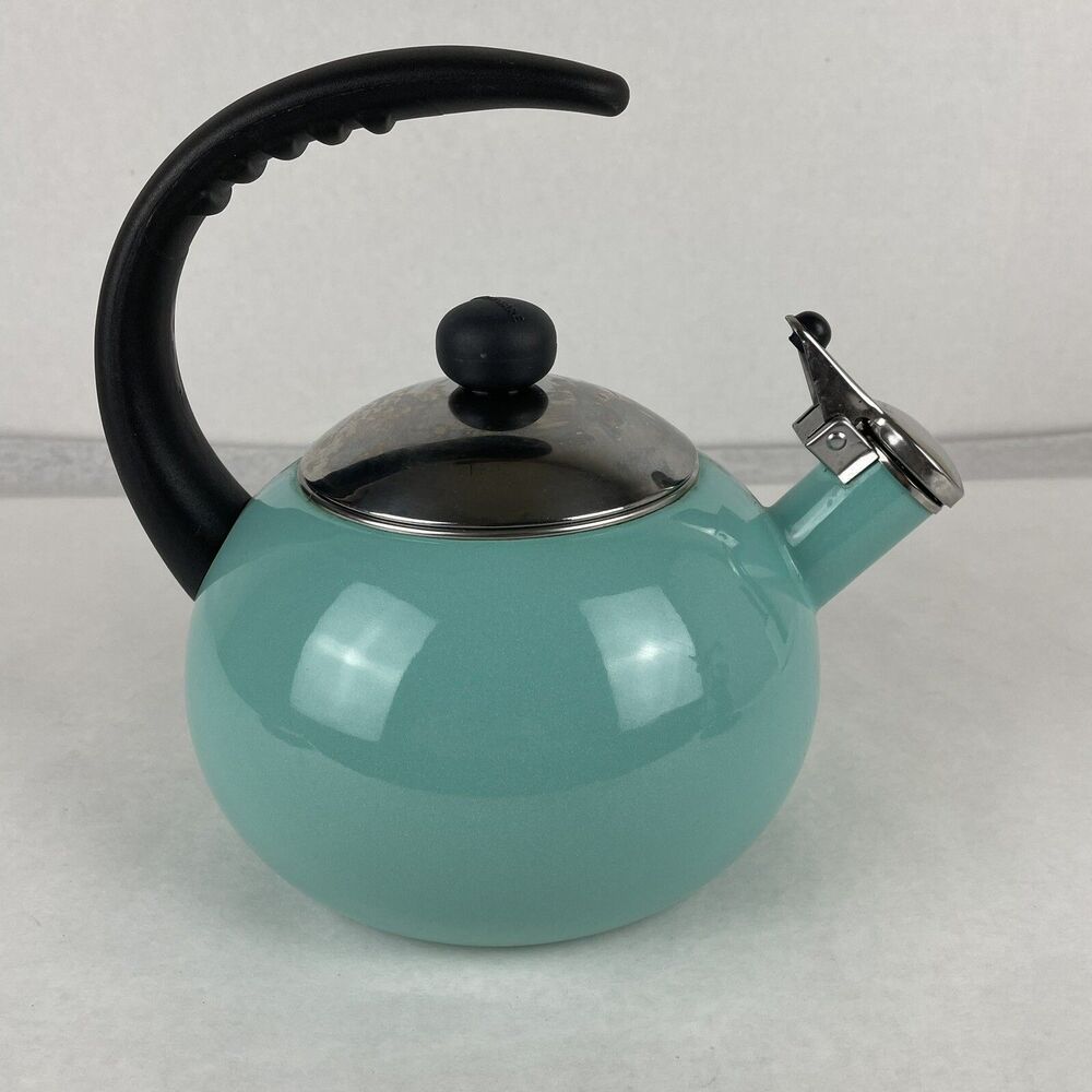 Farberware Teapot Stovetop Tea Kettle Aqua 2.5 Qt 10 Cup